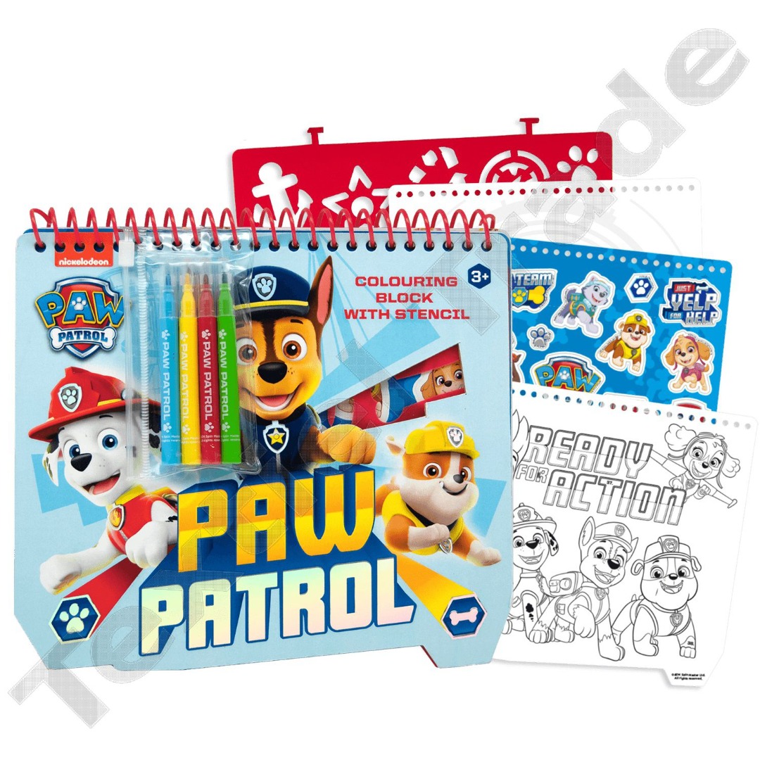 Neerduwen Malaise hoofdstuk Paw Patrol Kleurboek met sjabloon + stickers en 4 stiften - Oma's Marktkraam